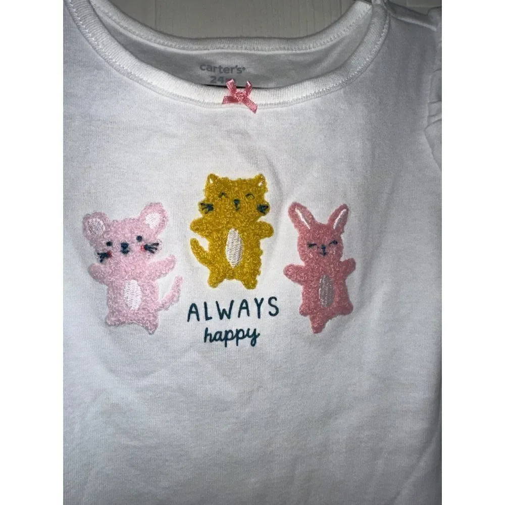 Carters “Always Happy” 24M Onsie With Animals‎ Easter Bunny Rabbit